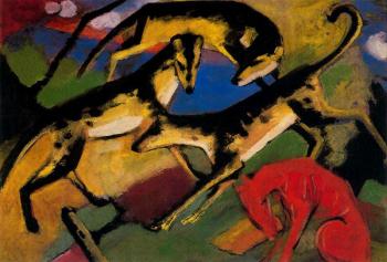 Franz Marc : Playing Dogs